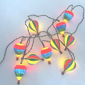 Hot Air Balloon String Lights Plastic Multi-Color Novelty Decor Inside Or Out